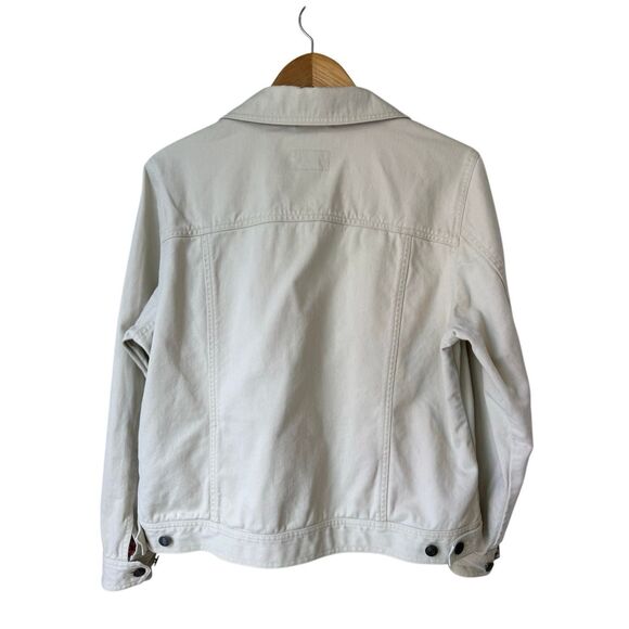 Vintage L.L Bean 100% Cotton Beige/Cream Denim Jacket With Floral Trim - Picture 4 of 11